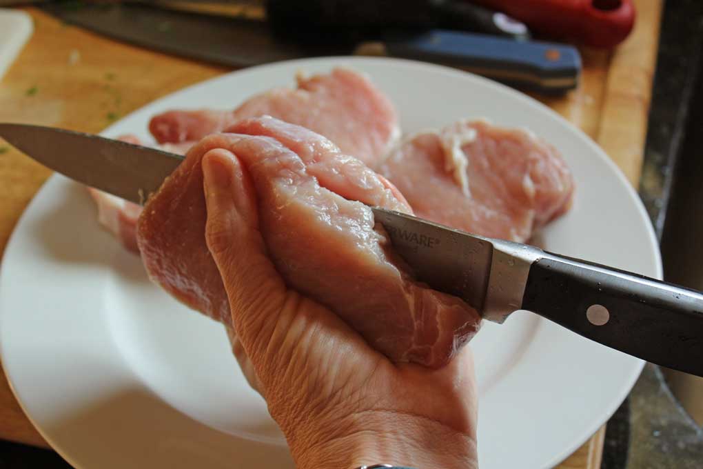 butterflying the pork chops