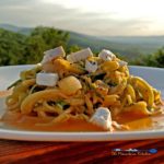 Zucchini noodles with creamy roasted red pepper sauce is a flavorful alternative if you have special dietary needs or just trying to dodge carbs. | TheMountainKitchen.com