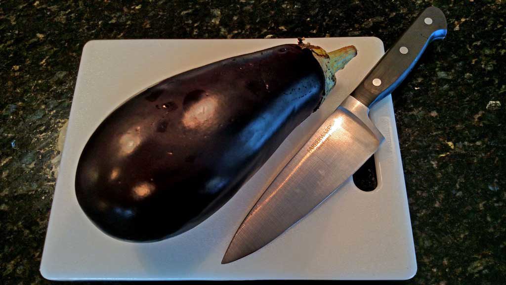 eggplant on cutting board