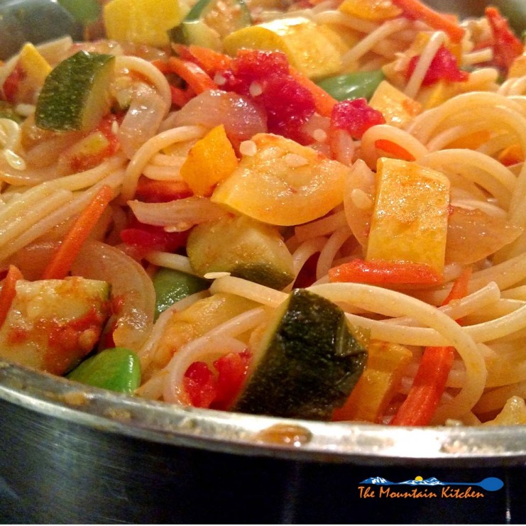pasta primavera in skillet