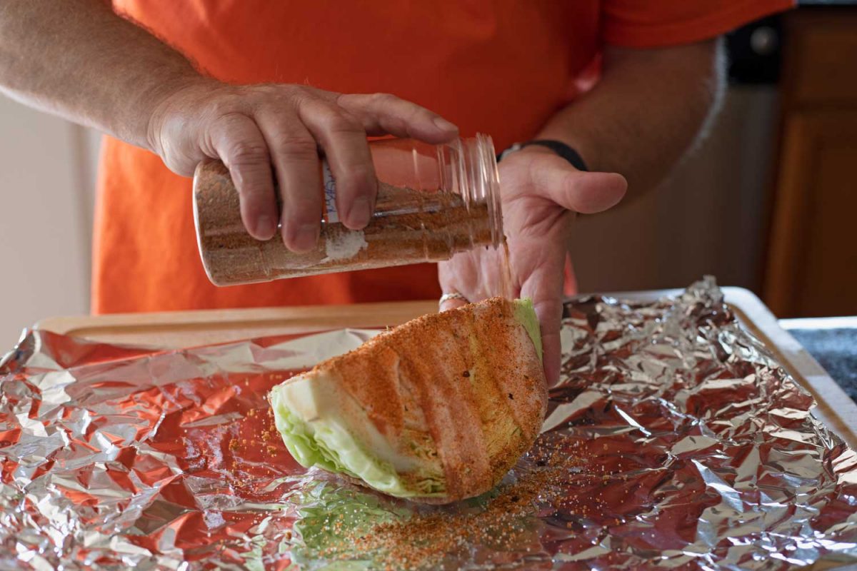 seasoning the wedge with bbq seasoning