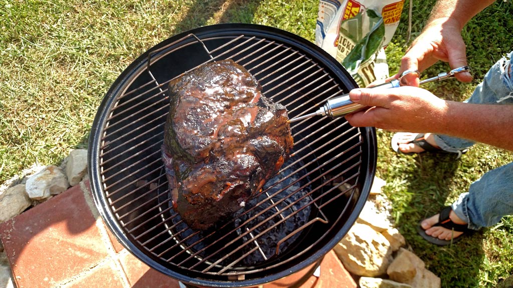 injecting smoked pork with bbq sauce
