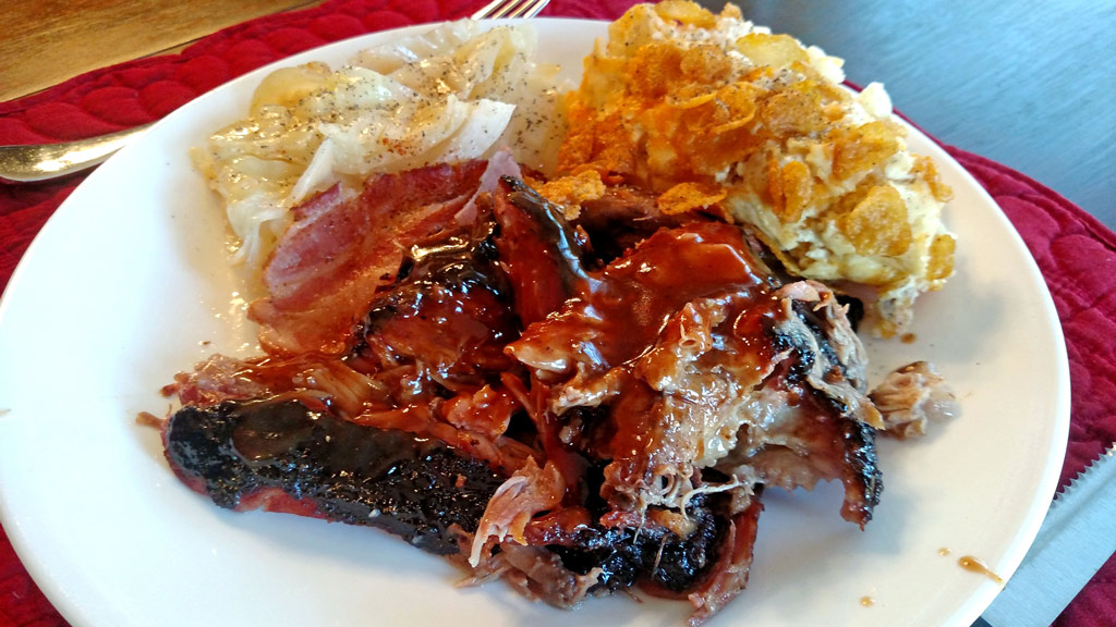 plate of pork cabbage and potato casserole
