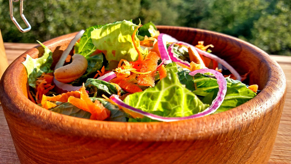 This Asian Salad with Sesame Dressing is sweet, savory, and slightly tangy, and has a definite sesame flavor that makes this dressing so good! | TheMountainKitchen.com