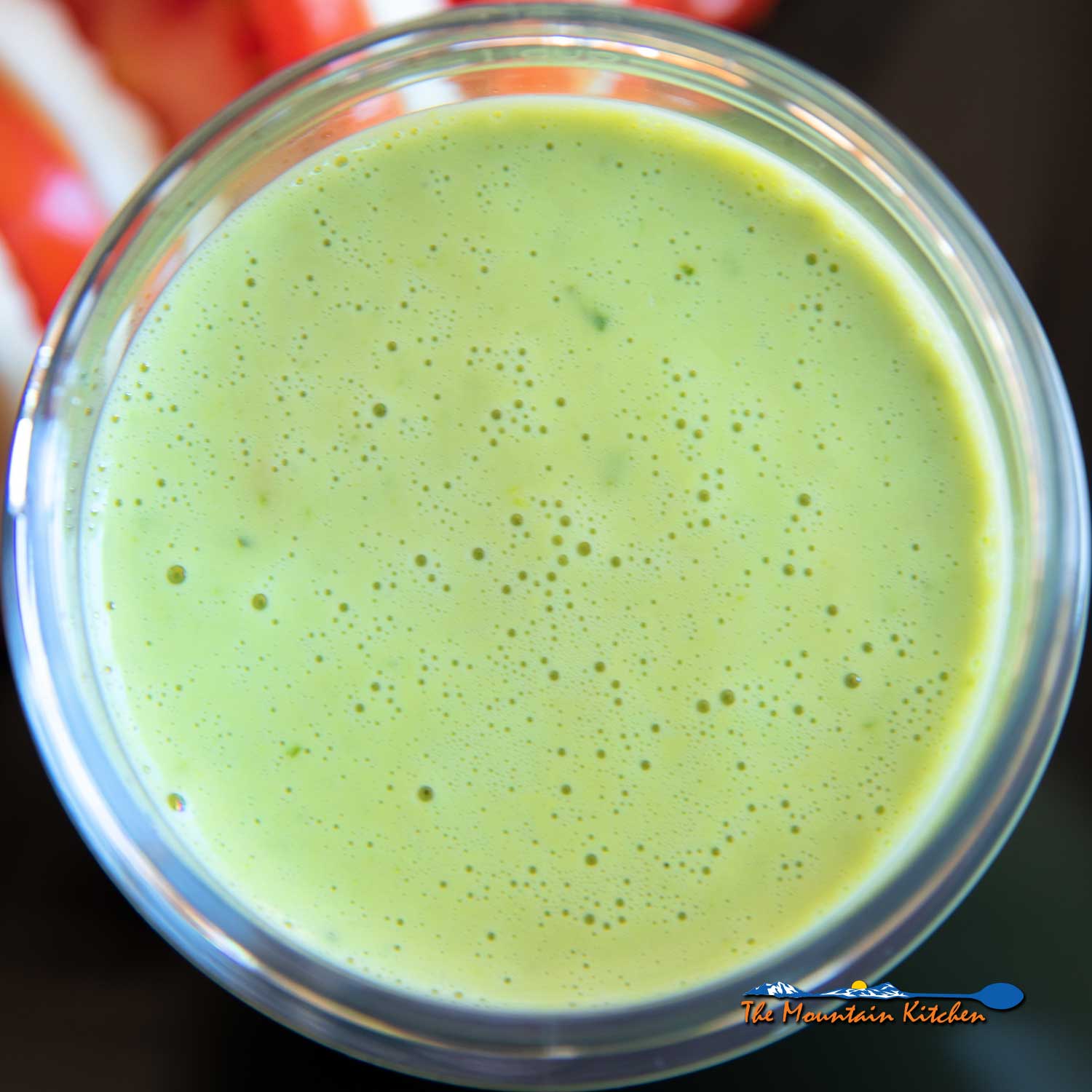 creamy basil vinaigrette in jar