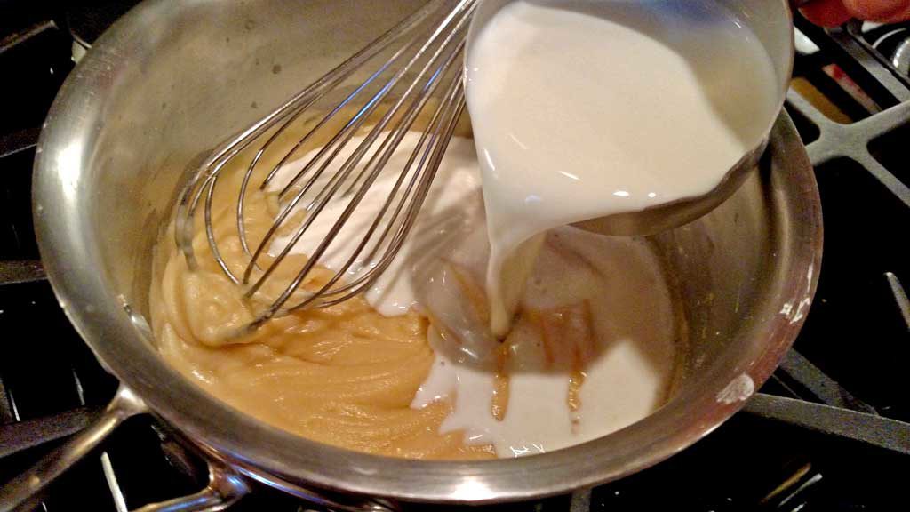 stirring in milk