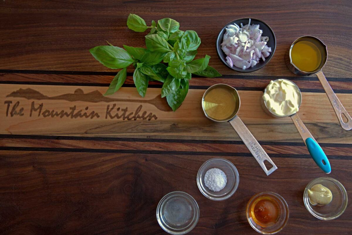 ingredients to make basil vinaigrette