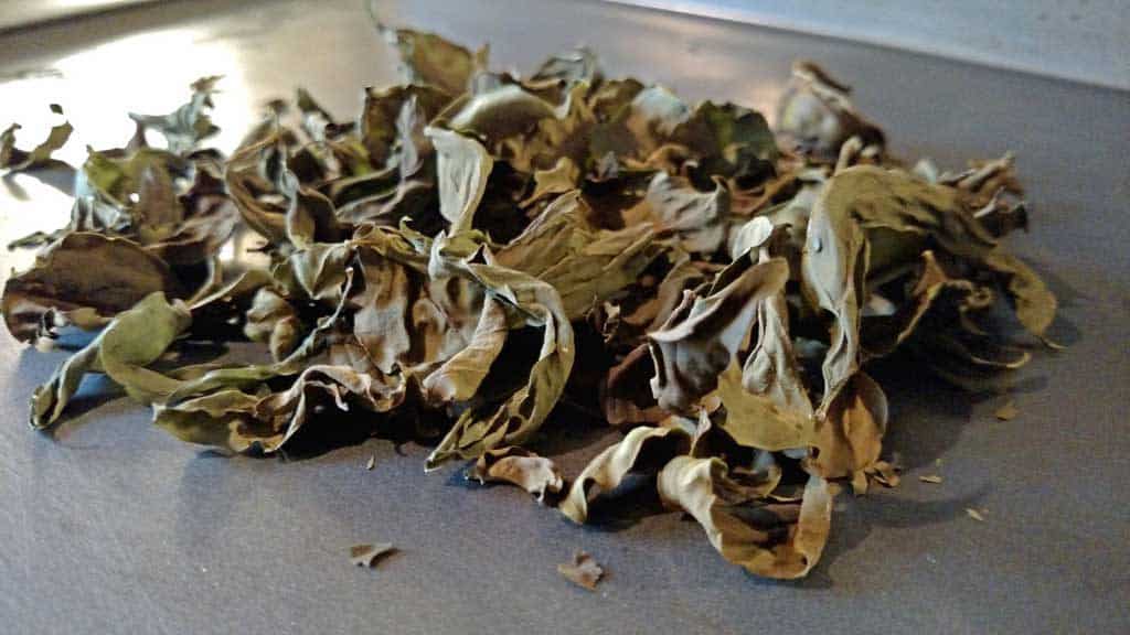 basil leaves ready to grind