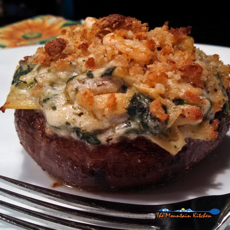 creamy spinach artichoke stuffed mushrooms