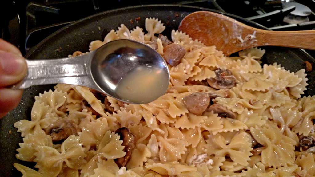 This delicious Mushroom Goat Cheese Farfalle pasta dish is loaded with mushrooms, garlic and shallots in creamy goat cheese sauce, with lemon and basil. | TheMountainKitchen.com