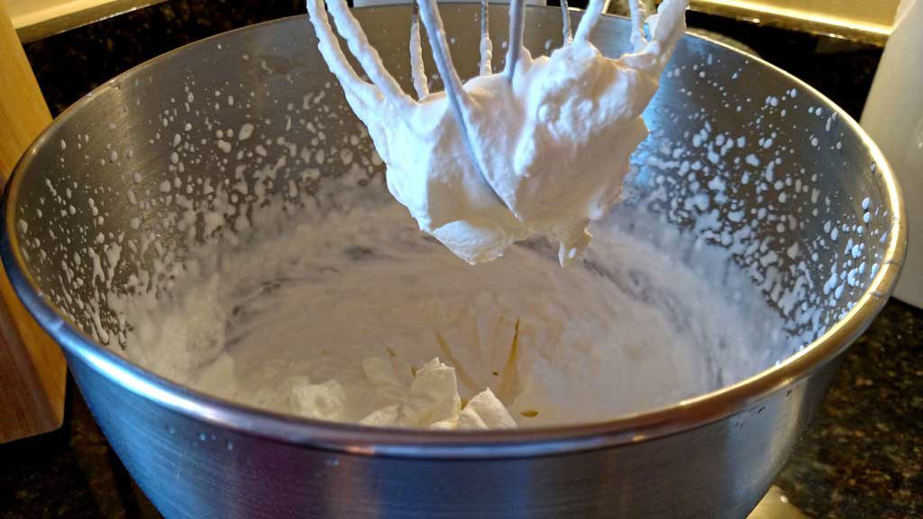 whipped cream with stiff peaks