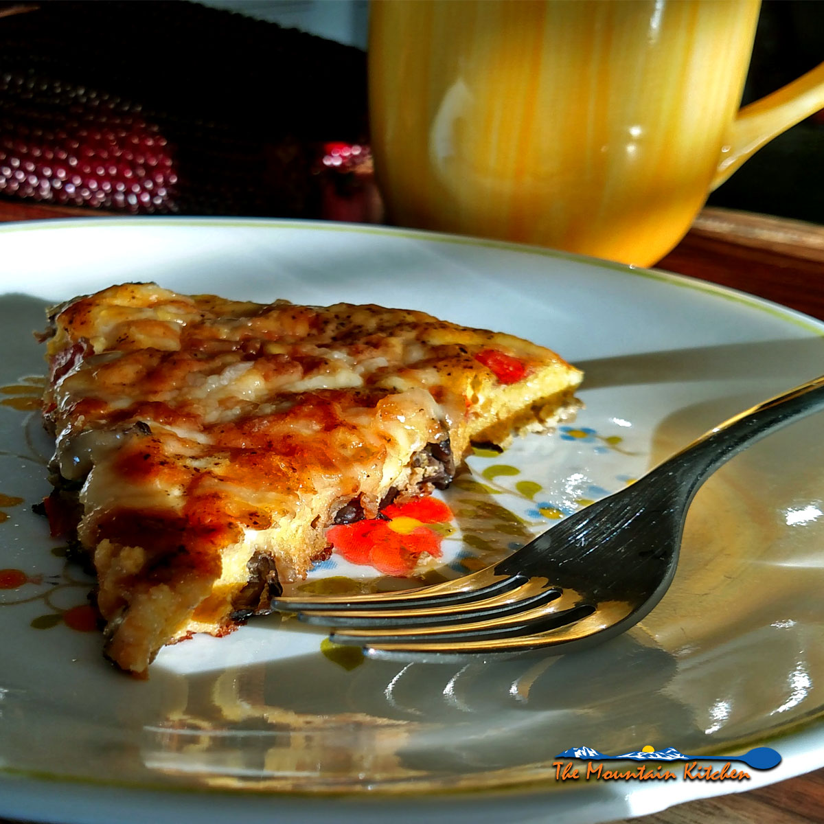 sliced vegetable frittata on a plate