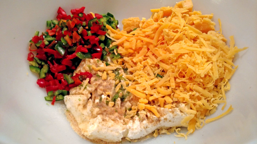 jalapenos, cheeses and spices in bowl