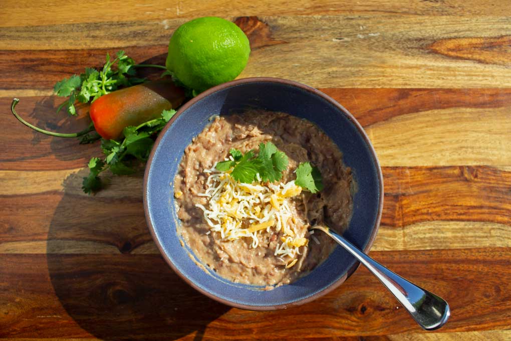 bowl of refried beans