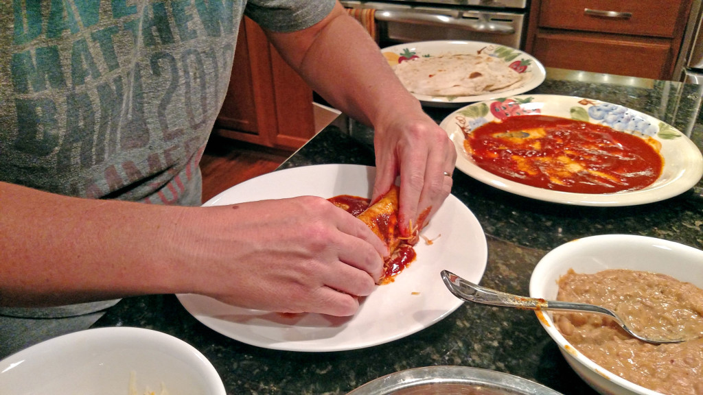 rolling enchiladas