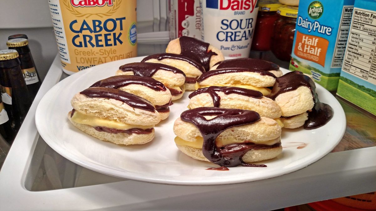 elcairs in fridge on plate