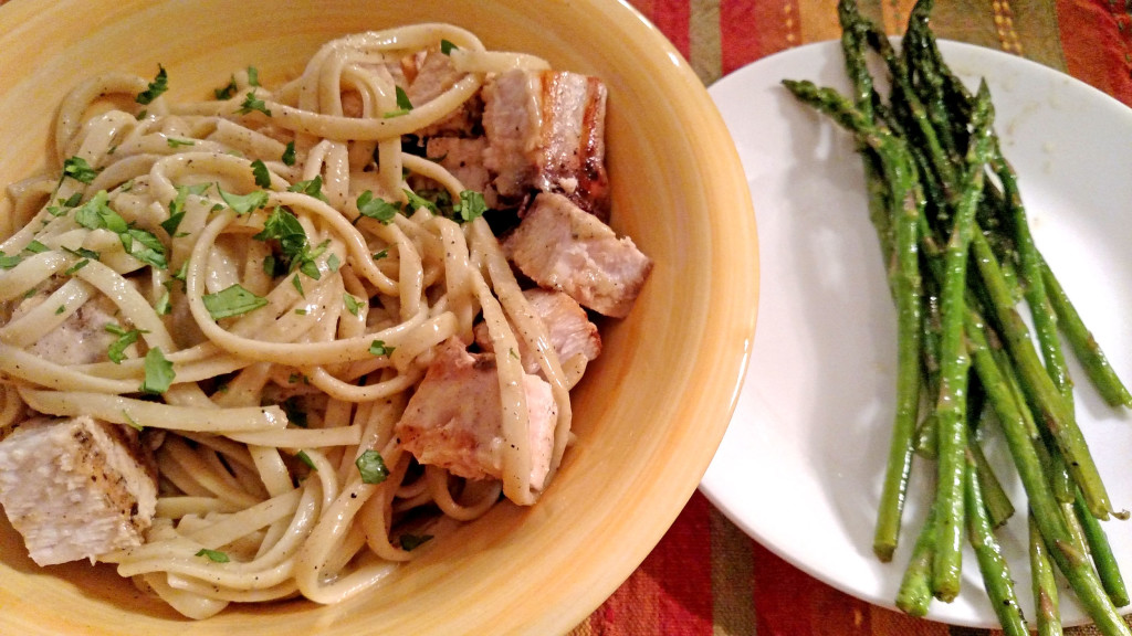 Linguine with Grilled Swordfish and Anchovy Sauce | TheMountainKitchen.com