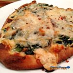 mushroom spinach alfredo flatbread pizza