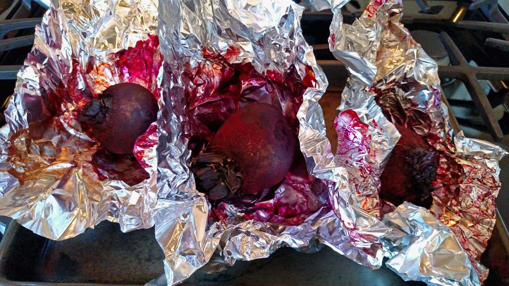 roasted foil wrapped beets for salad
