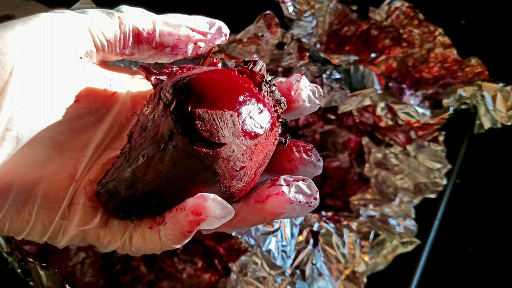 using gloves to protect hand from beets