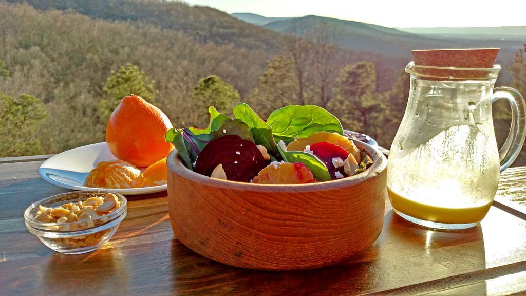 roasted beet citrus salad with mountain view