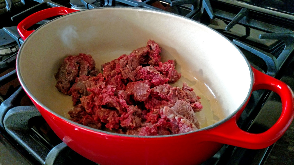 hamburger cooking in pot