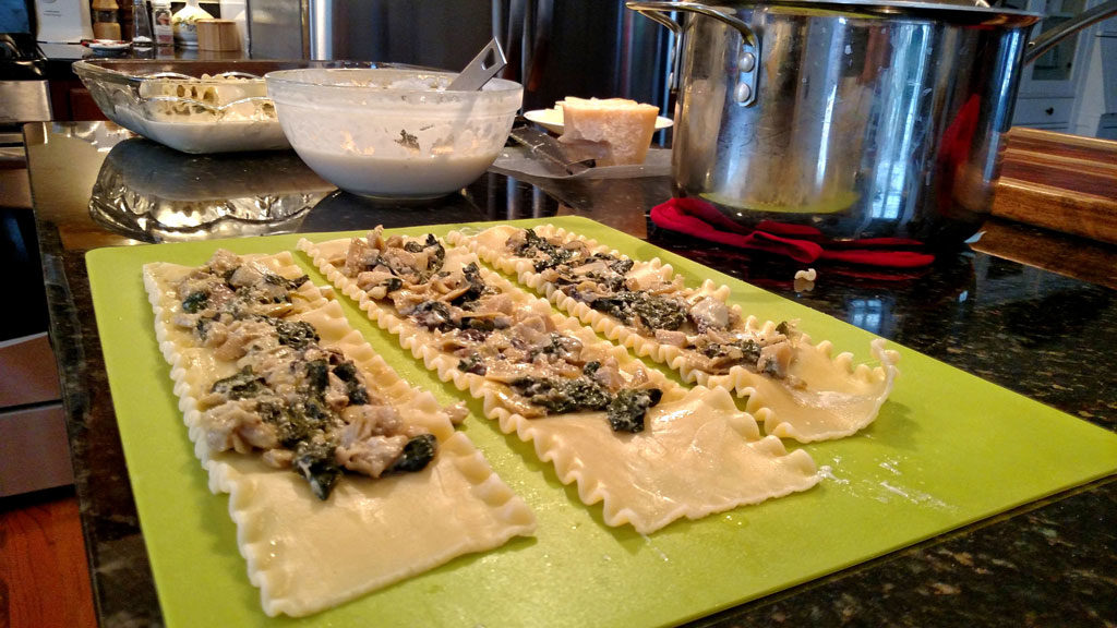 lasagna noodles with filling on top