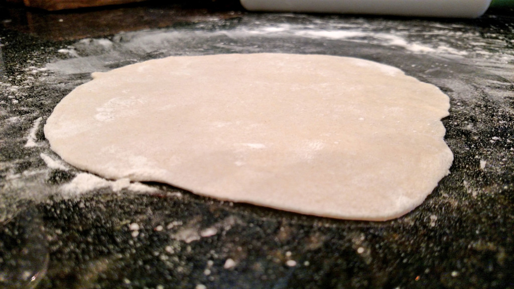 dough rolled out on counter