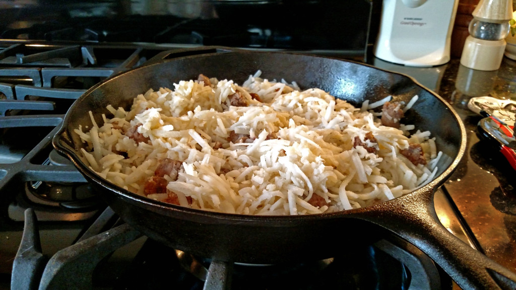 cheese added to pan