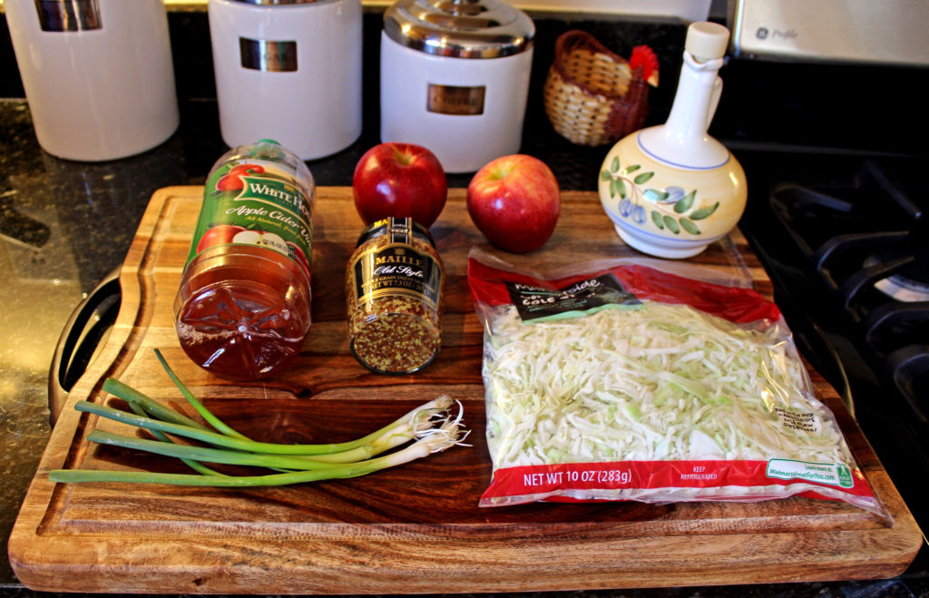 ingredients to make apple cabbage slaw