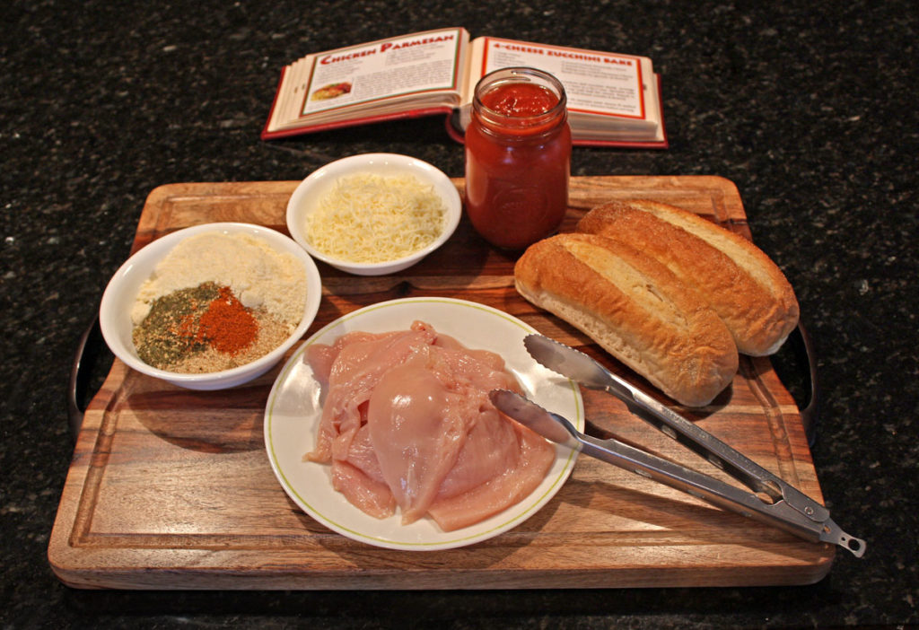 ingredients to make chicken parmesan sub sandwiches