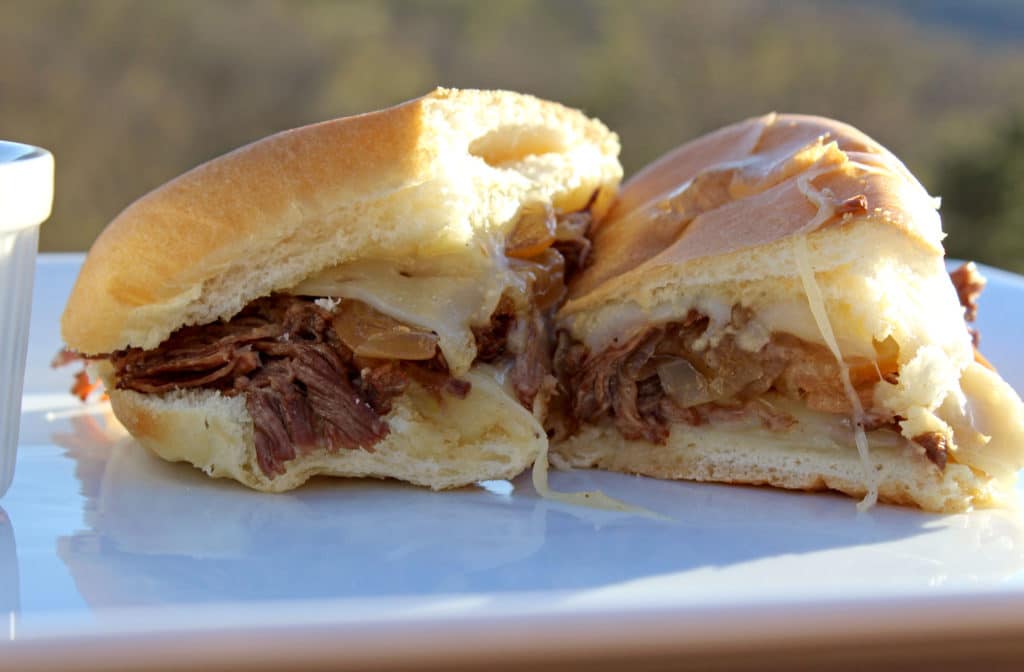 french dip sandwich on plate