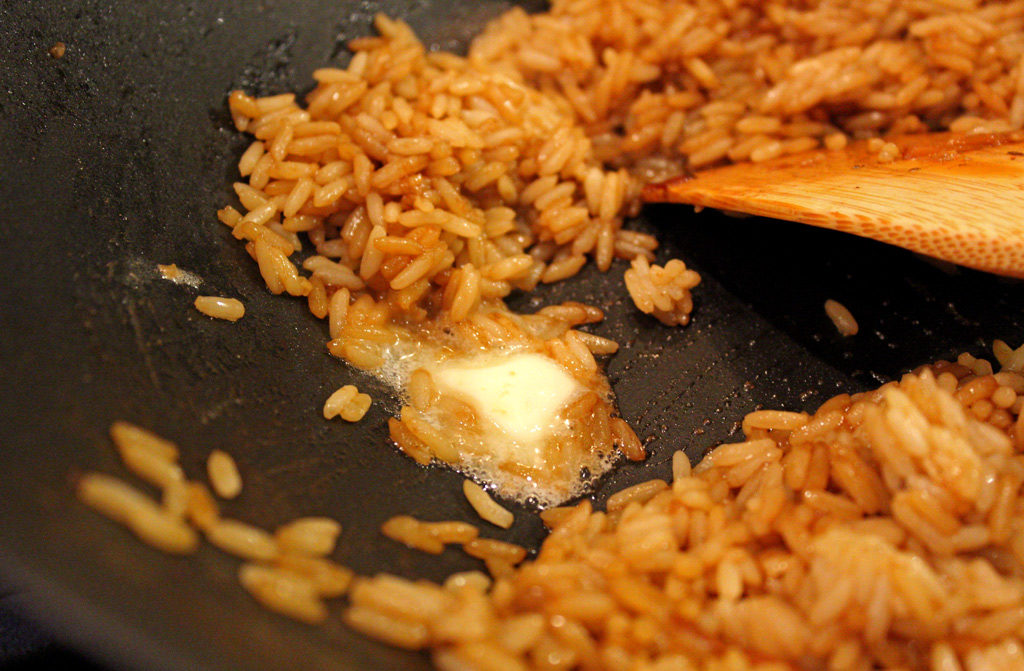 melting butter in wok