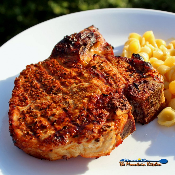 grilled cajun pork chop on plate