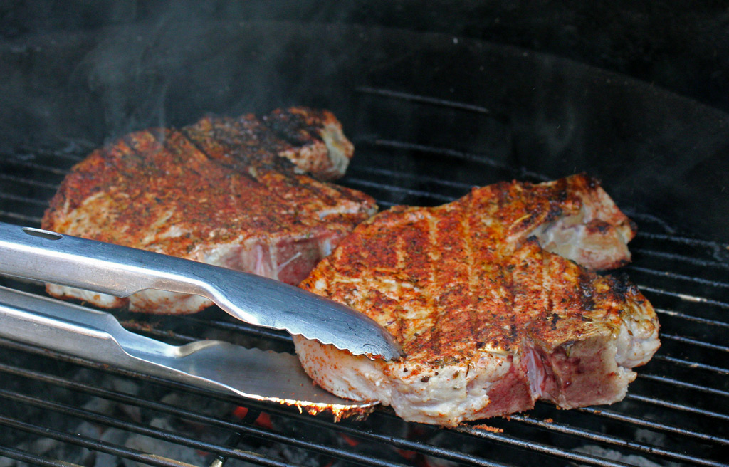 Cajun Grilled Pork Chops | Easy, delicious and healthy, these grilled pork chops are seasoned with a Cajun dry rub that provides great bold flavor without adding lots of fat. | TheMountainKitchen.com