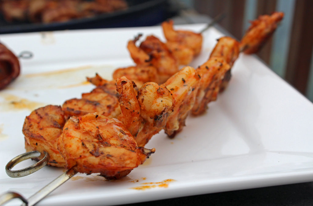 Cajun grilled shrimp on skewer