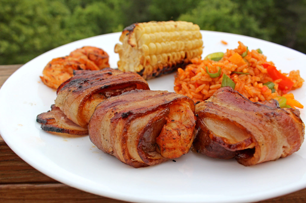 Grilled Cajun Stuffed Shrimp on plate ready to eat