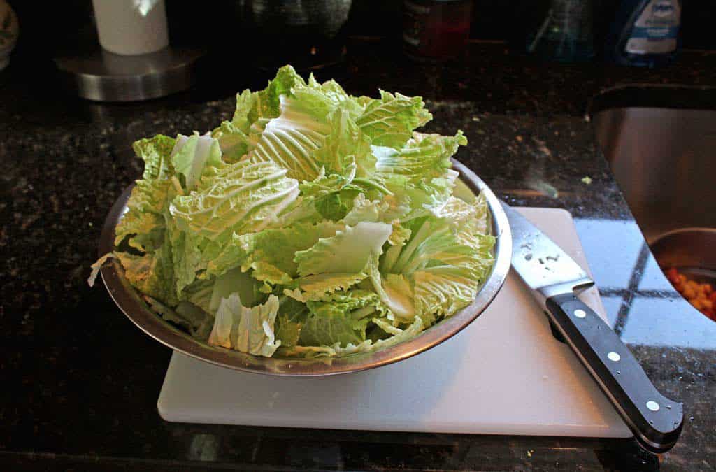 chopped cabbage in a bowl