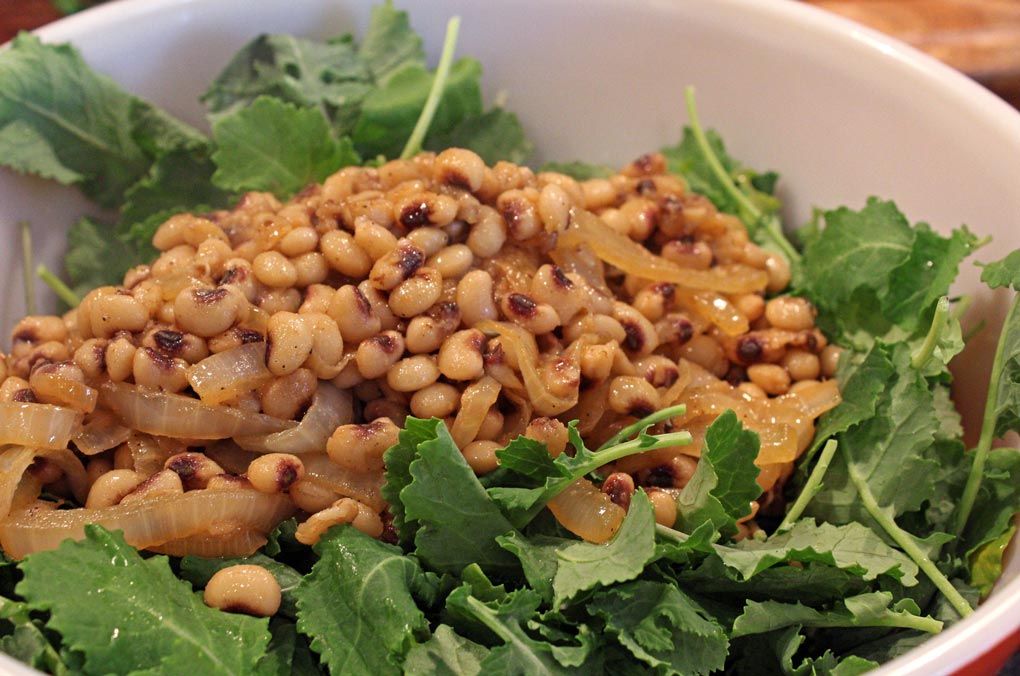 peas and kale in bowl