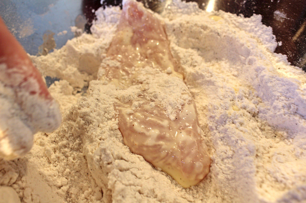 battering with flour