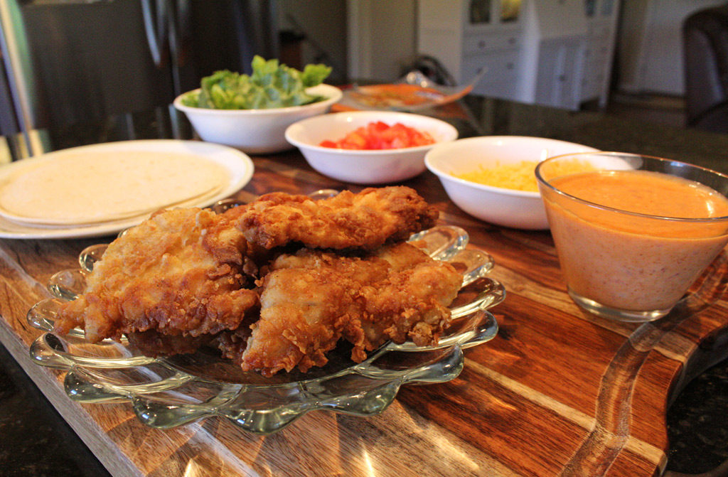 ingredients to make spicy chicken wraps