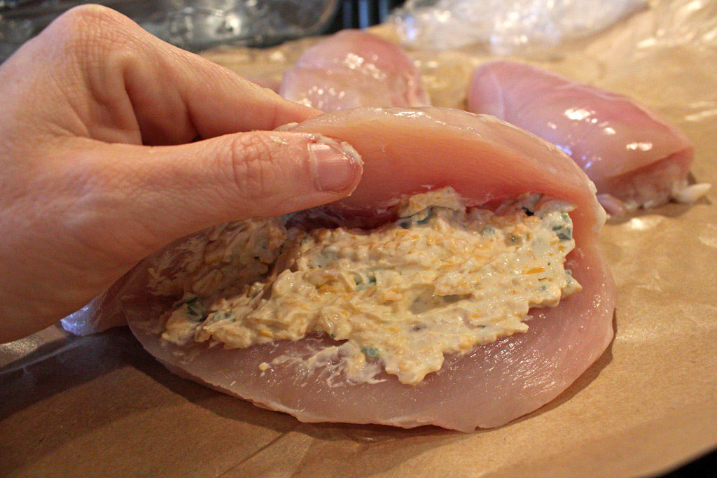stuffing inside chicken breast