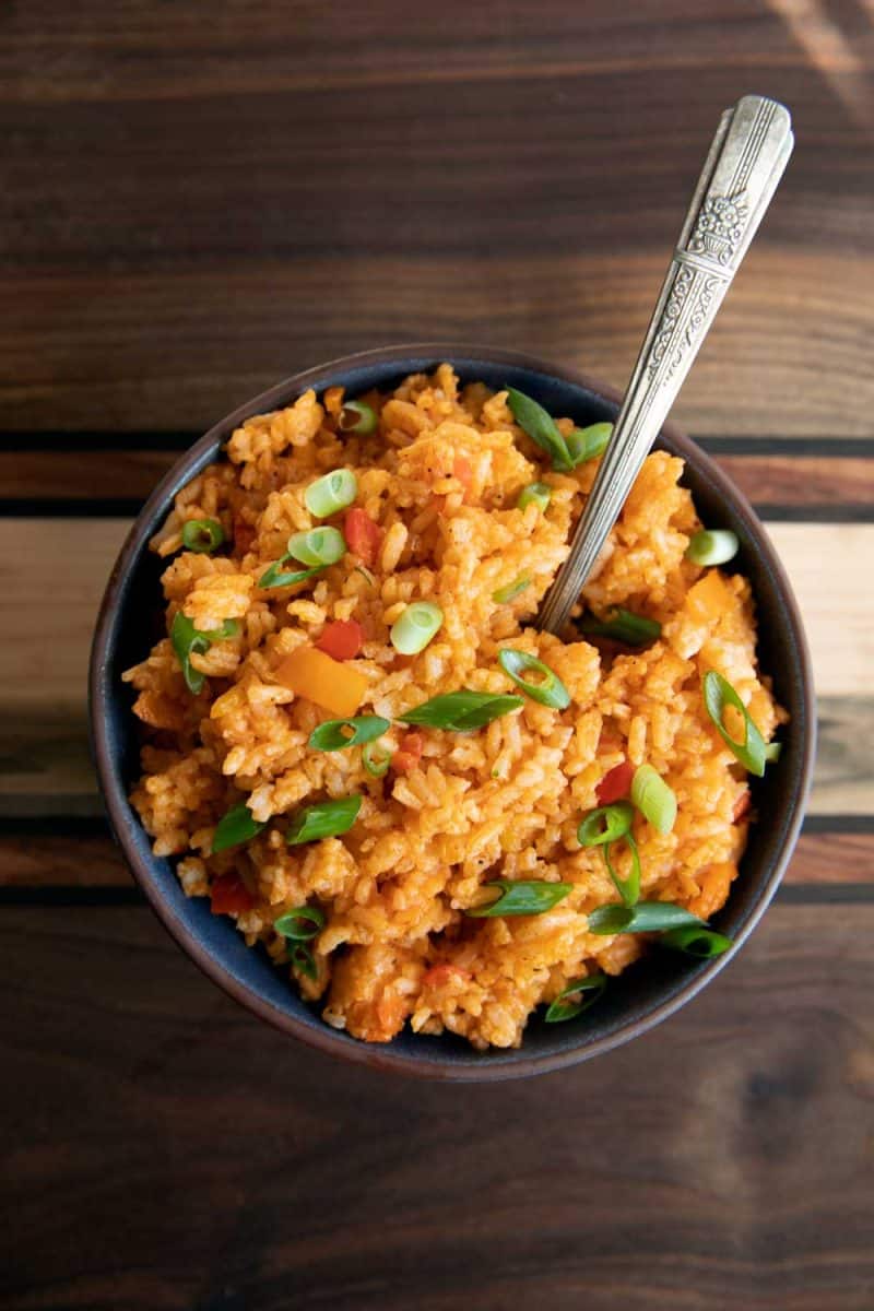 bowl of Cajun rice ready to eat