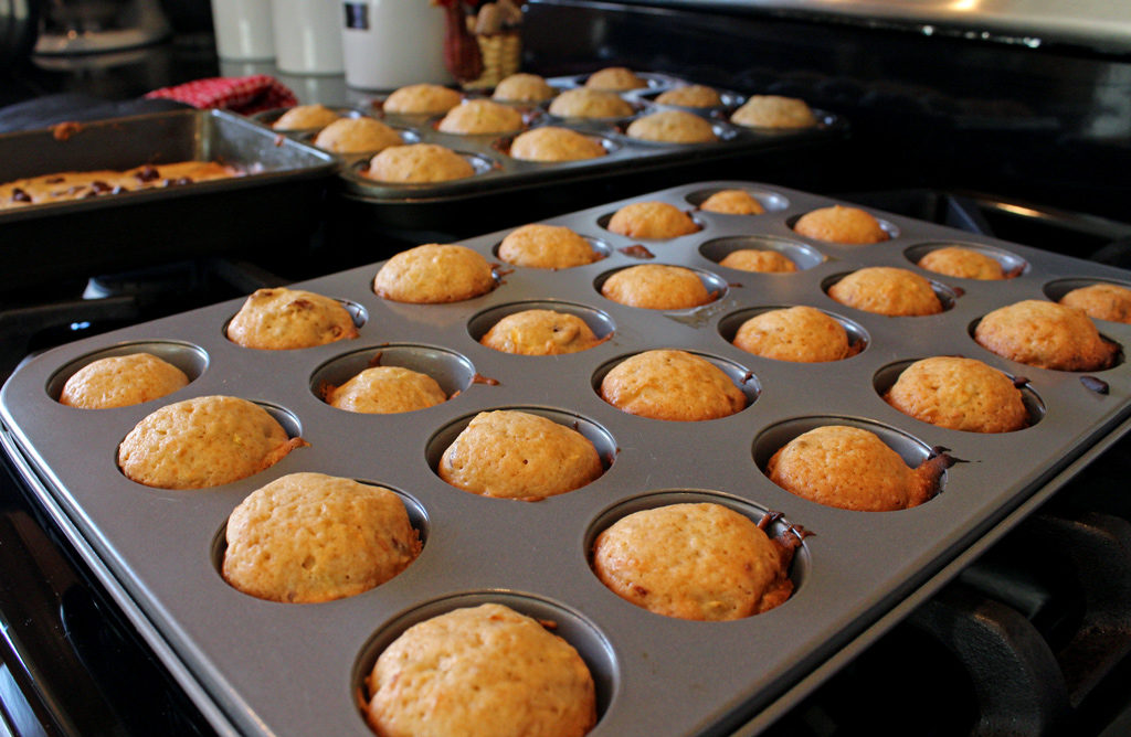 zucchini muffins in tin