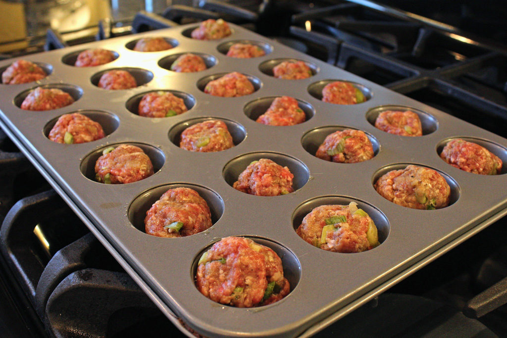 meatballs in muffin pan