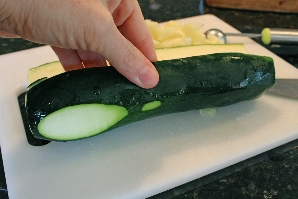 cutting flat spot on bottom of zucchini