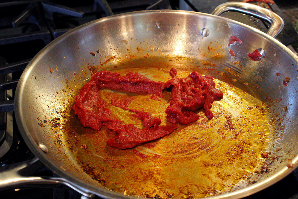 browning the tomato paste