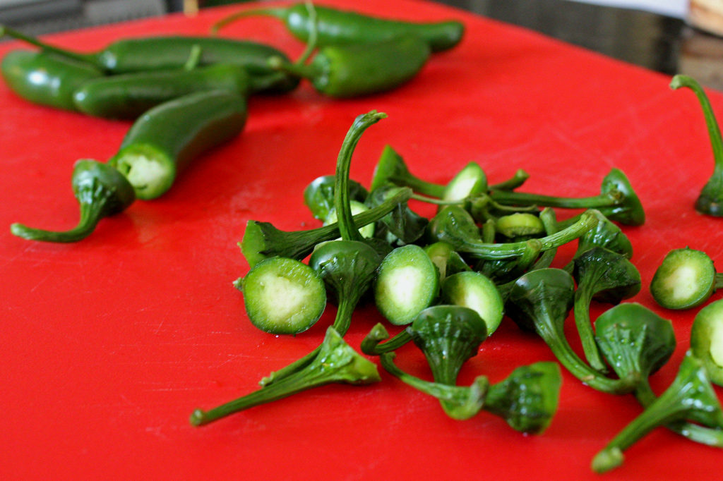 stems cut from peppers