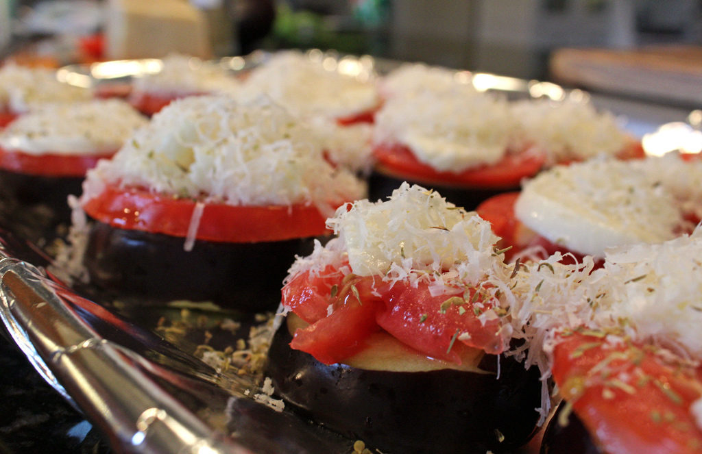 the stacks ready to go into the oven