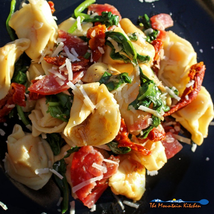 Tuscan Tortellini Pasta Salad on plate